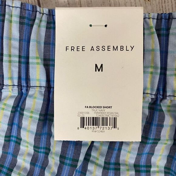 Free Assembly men M pull on plaid shorts w/built in belt - Picture 6 of 9